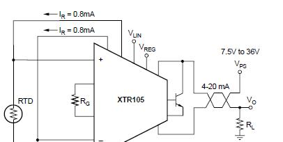 供应XTR105PA具有传感器激励和线性化的 4-20mA电流发送器