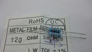 金属膜电阻1WF  1%  120R    200PCS起售  铁材料