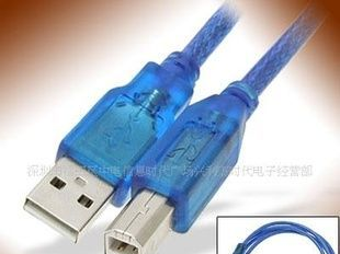 1.5米USB2.0(全铜单环)打印线 透明蓝色
