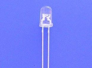 5MM圆头白发蓝高亮发光LED    (长脚有边透明胶体）