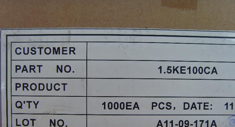 供应200v 1500w瞬态抑制二极管1.5KE100CA
