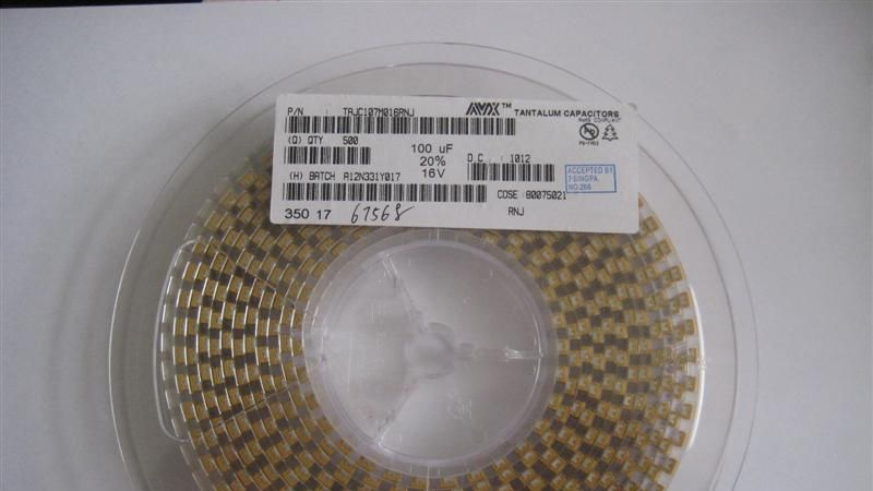 供应AVX钽电容 TRJC107M016RNJ 100uf 16v 原装现货