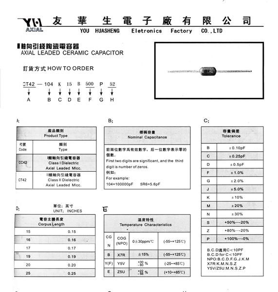 轴向独石电容 色环电容