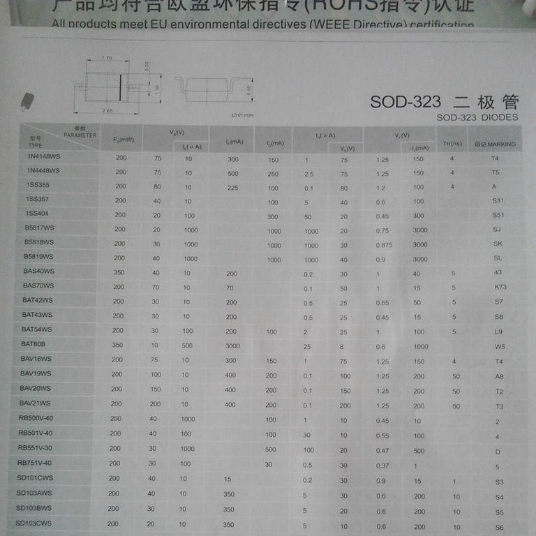 RB751V-40/ SD101CWS /SD103AWS SOD-323二极管DIODE