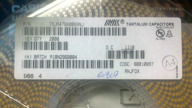 供应AVX贴片钽电容 1206 10V 4.7UF A型