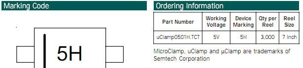 uClamp0501H.TCT/瞬变抑制二极管TVS ESD/5V ±20KV/SOD-523/ST