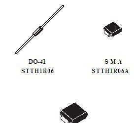 贴片快恢复二极管 STTH1R06A,  STTH1R06U