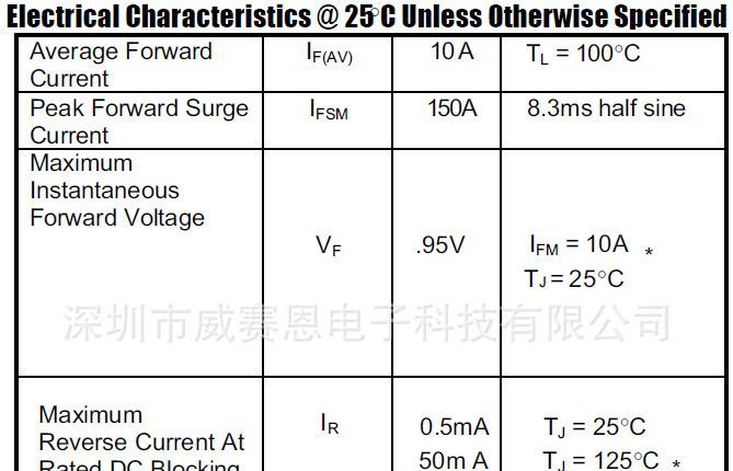 【威赛恩】 供应 Fairchild 仙童 MBR10200CT 肖特基二极管 RoHS