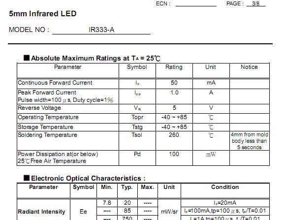 红外线发射管HIR333，IR333，SIR333-C/A/H0/L10/H2