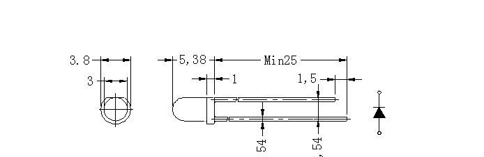 F3/直径3mm/有边/光磊14MIL芯片850LED红外灯/红外发射管60度