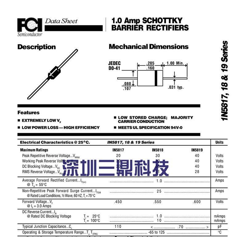 厂家直销 二极管 1N5819/SS14