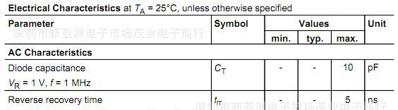 BAT54-05/肖特基二极管SBD 双管共阴极/30V 0.2A/SOT-23/英飞凌