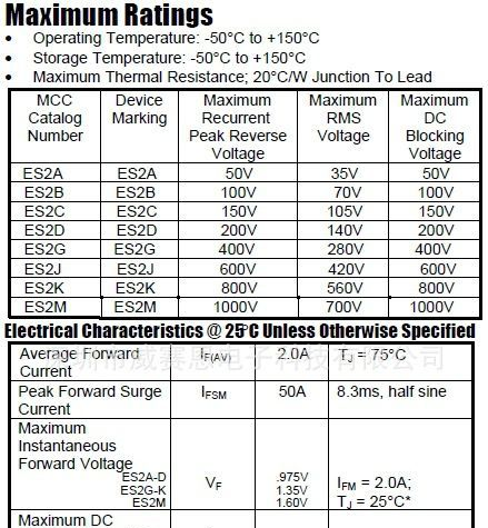 【威赛恩】 特价供应 ES2A 超快恢复 二极管 RoHS