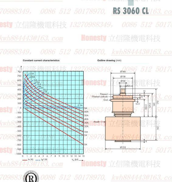 法国THALES RS3060CL工业高频加热电子管三极管