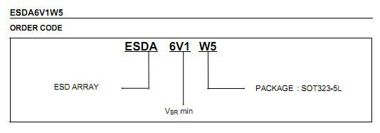 ESDA6V1W5/ESD保护二极管 4路保护/6.1V ±16KV/SOT-353/ST意法
