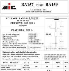 (2)快恢复二极管 BA157  BA158 BA159