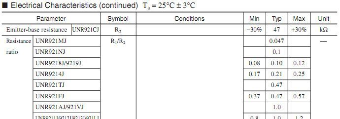 UNR921NJ0L/开关 驱动/带阻三极管/SOT-523/R1=4.7K R2=47K