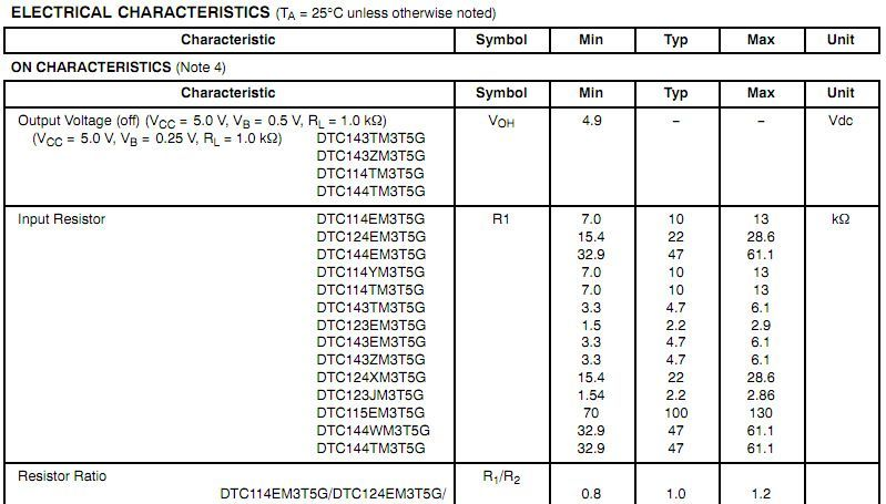 DTC115EM3T5G/开关 驱动 反相/带阻三极管/SOT-723/R1=R2=100KΩ