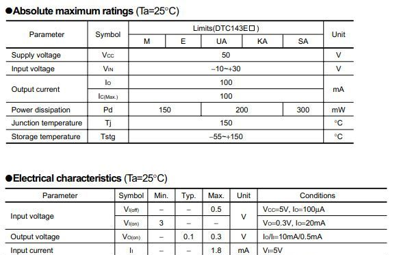 DTC143EM/开关 驱动 反相/带阻三极管/SOT-923/R1=R2=4.7KR