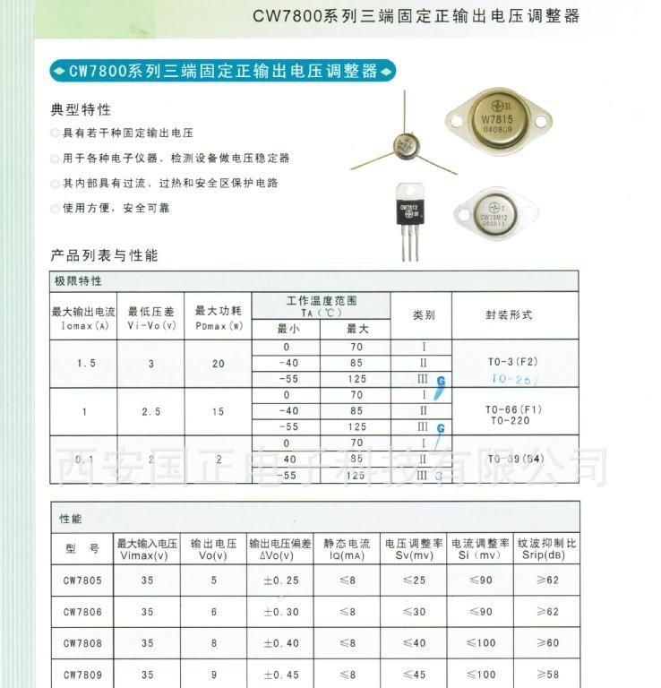 热卖三端稳压管CW7805MK,CW7806MK,CW7824MK