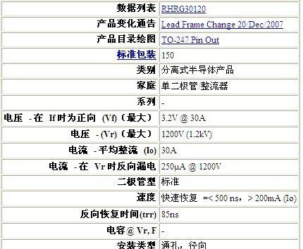 仙童快恢复管,RHRG30120,RHRP3060