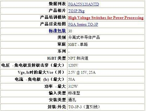 供应仙童IGBT管,FGA25N120ANTD