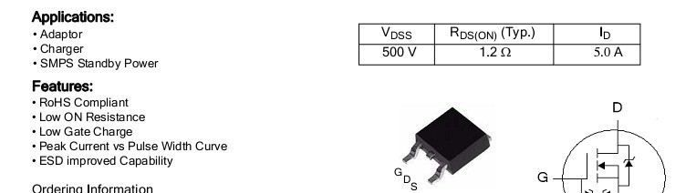 5N50深圳华晶微5N50价格 IPS场效应管ISD05N50A
