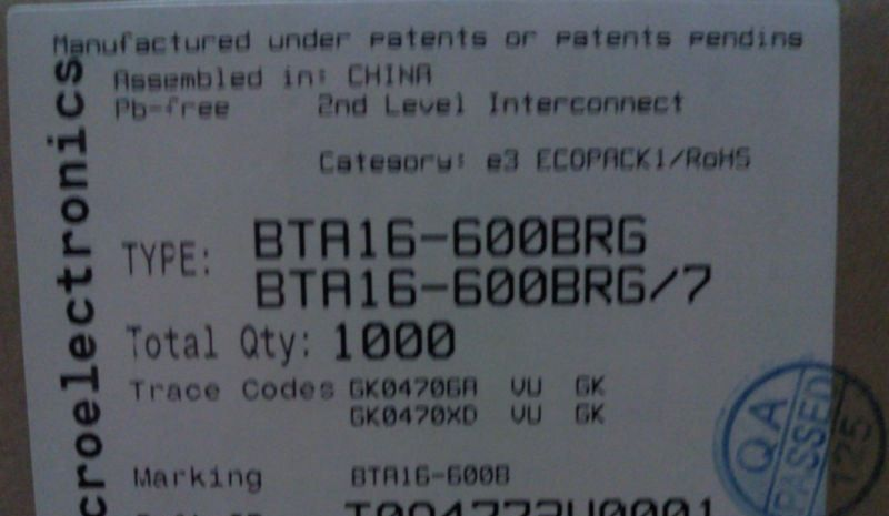 现货供应ST原装可控硅 BTA16-600B