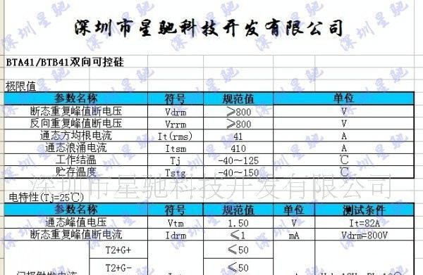 厂家直销BTA41-800B大功率双向可控硅 晶闸管 进口品质
