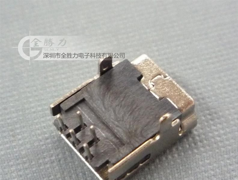 MINI5P90度插板2脚铜壳 USB接口 铜壳usb