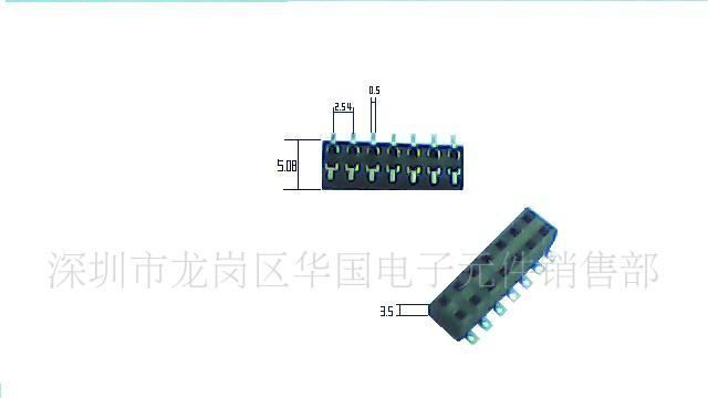 深圳龙岗排针排母厂，2.54间距贴片排母,胶芯3.5MM，2X2P--2X40P