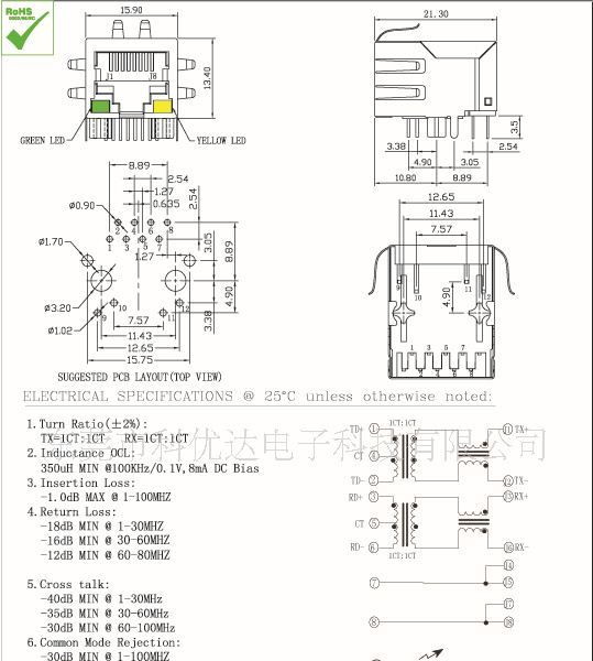 供应RJ45网络滤波器