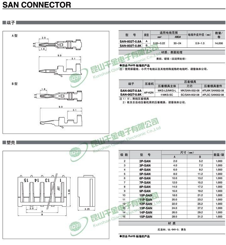 千金电子 JST连接器 原厂护套HOUSING 塑壳胶壳 10P-SAN 现货供应