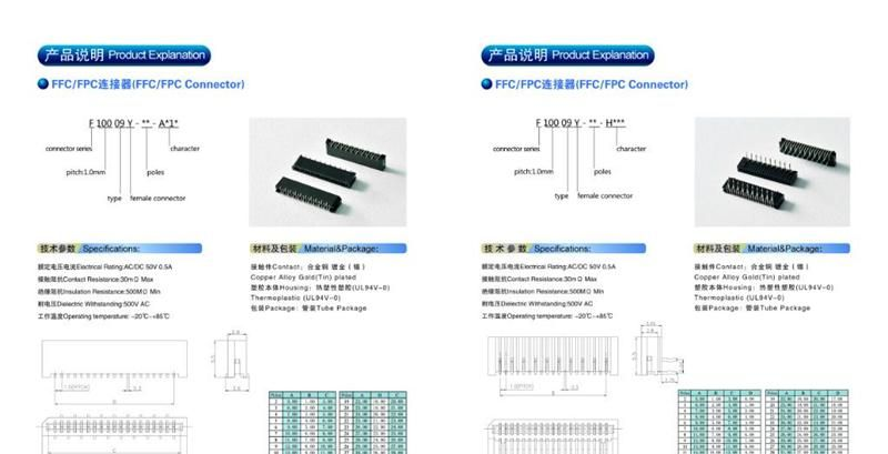 -连接器-1.0MM-FFC-FPC连接器(贴片双面