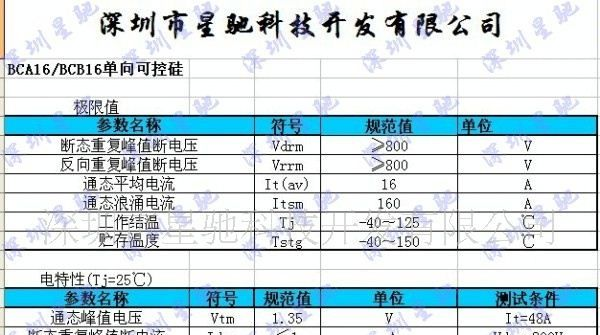 厂家供应单向可控硅BCA16，高品质，可替代进口
