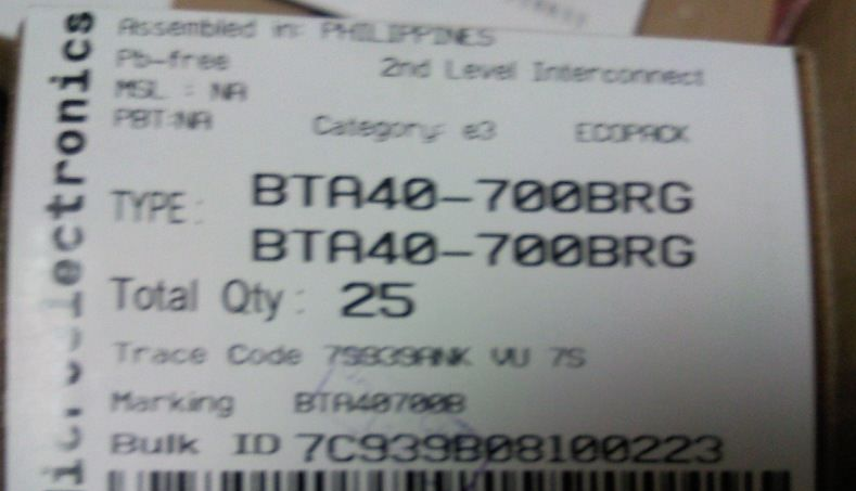 现货供应ST原装可控硅BTA40-700BRG