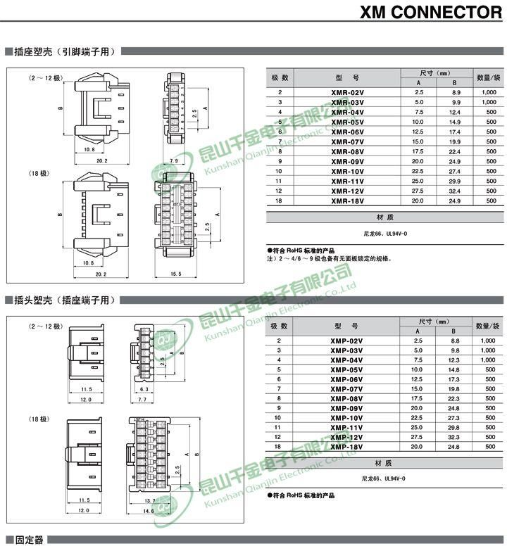 千金电子 JST原厂 线对线连接器 空中对接 塑壳胶壳 XMR-03V 现货