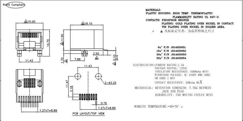 RJ45SMT(TMJ0148P8C全塑))