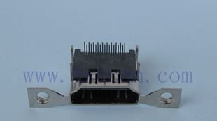 HDMI连接器 HDMI 19Pin Female 90°DIP(双耳无柱)