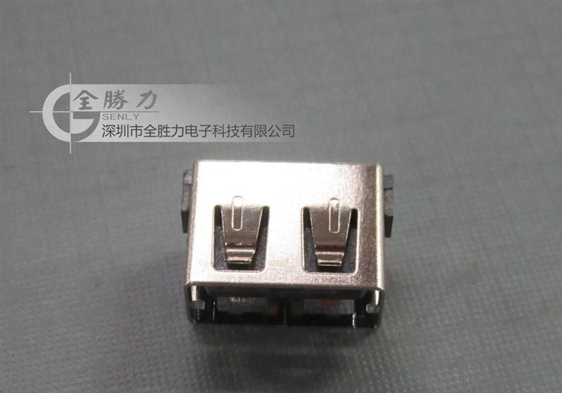 厂家直销USB连接器 A母10.0短体四脚鱼插板卷边/直边 铁壳铜端