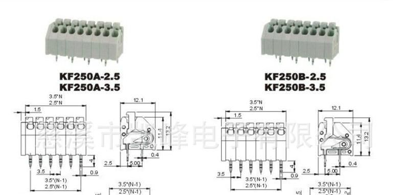 免螺丝接线端子KF250A，KG250B接线端子