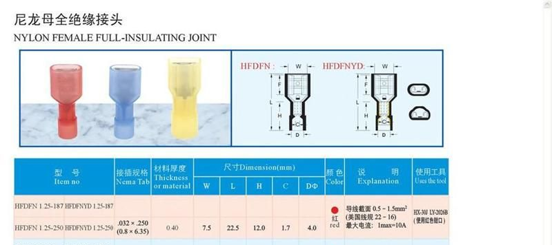 【厂价直销】尼龙母全绝缘冷压端子/端头 FDFNY1.25-250 500/包