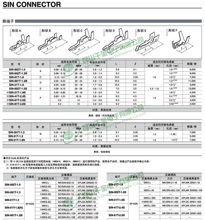 JST日压端子 原厂现货 连接器 端子 接插件 插针 SIN-01T-1.8N