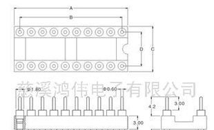 供应2.54mm　圆PIN双列排针（圆孔IC)