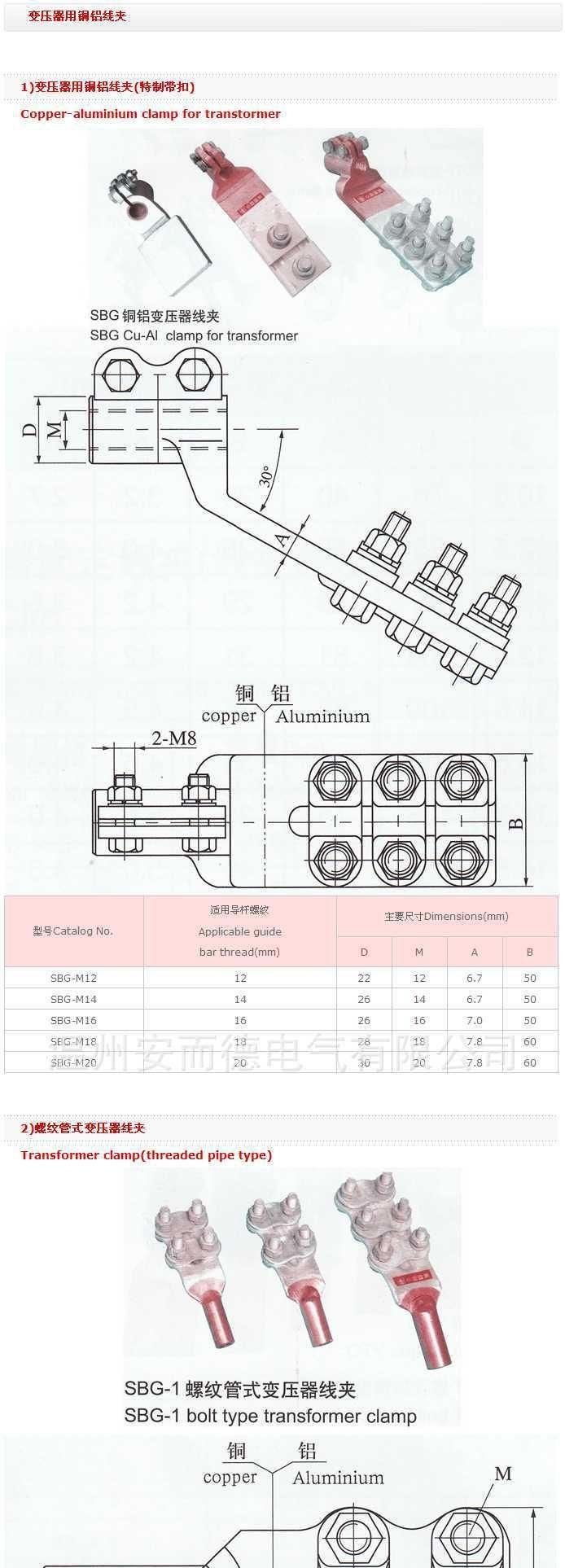 批发永固金具 固牌金具SBG变压器用铜线夹 SBT变压器用铜线夹