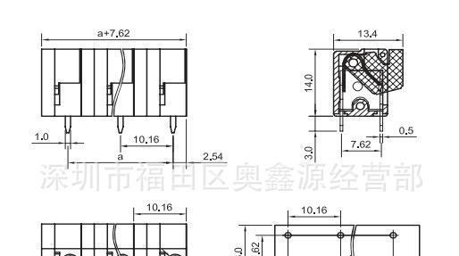 YX122-016 10.16间距无螺丝弹簧式 PCB接线端子台 端子排 连接器