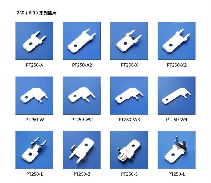 生产250、6.3铜插片冲压件-PCB板焊接插片