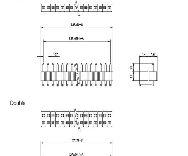 供应1.27mm排母，连接器接线端子，深圳排针排座