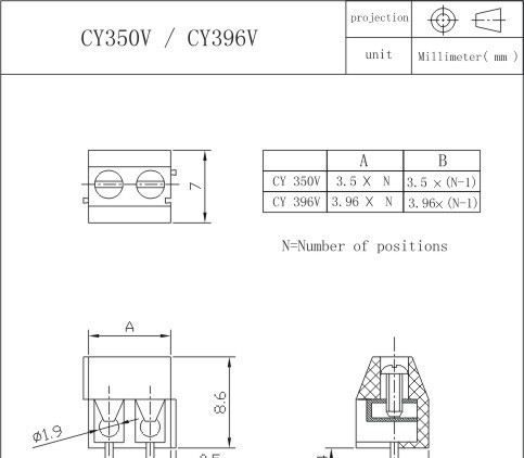 PCB350端子/间距3.5MM,3.96MM端子连接器