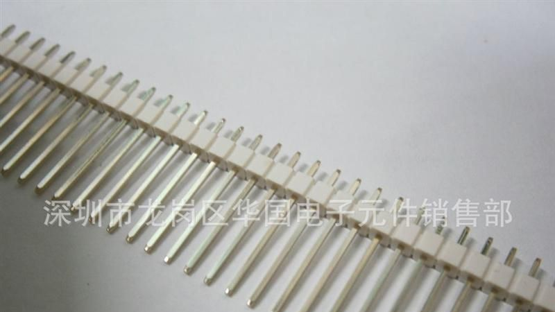 供应白色塑胶排针，2.54间距，针长19MM，镀金0.8U彩色塑胶排针，